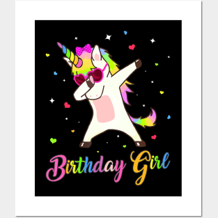 Unicorn Birthday Girl Dabbing Unicorn Birthday Princess Dab Posters and Art